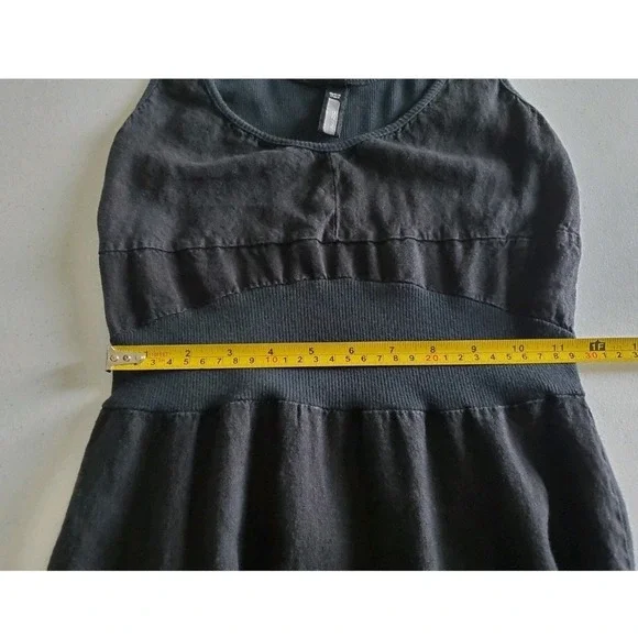 Inizio Italy Black 100% Linen Lagenlook Bubble Hem Midi Dress Womens S Art  Wear - Picture 11 of 13